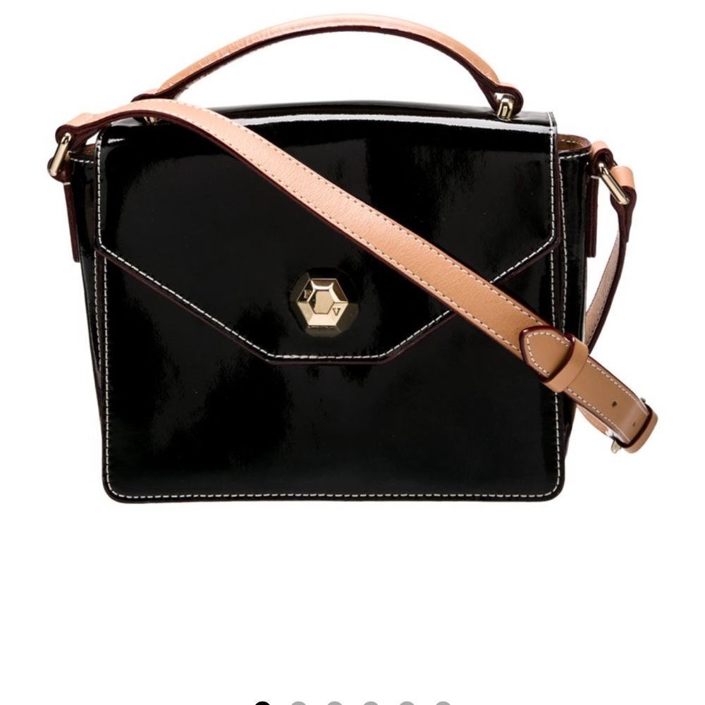 Frances Valentine Black Patent Leather Shoulder Bag/ Crossbody